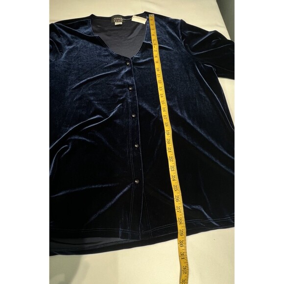 Vintage Adrian Karen Blue Velvet Pantsuit Set Sz 1X Wide Leg Elegant Party - Picture 14 of 16
